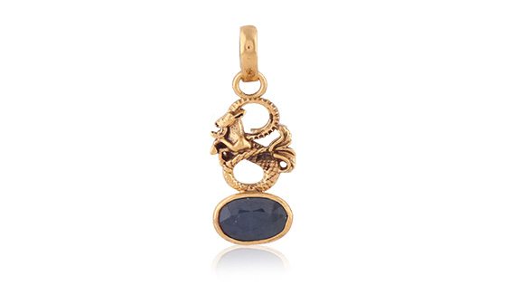 Blue Sapphire /Neelam Pendant Panchdhatu with Chain 