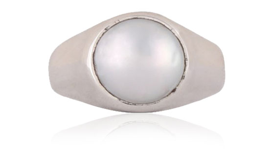 Pearl (Moti) Sterling Silver Ring | Lab certified | Adjustable Ring 