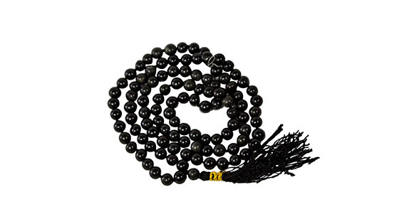 Kale Hakik Ki Mala - Black Agate Rosary