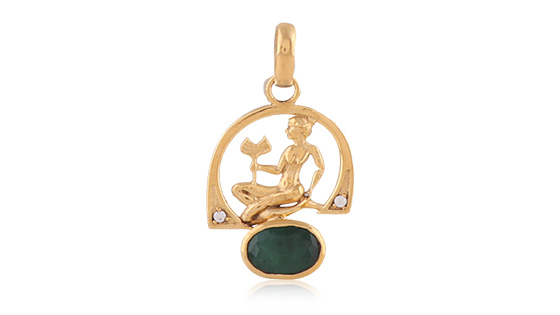 Emerald /Panna Pendant Panchdhatu with Chain