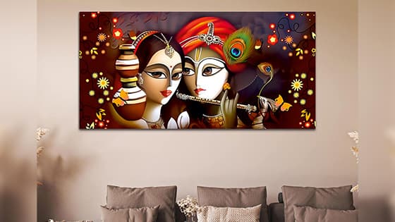Radha Krishna Multicolor Canvas Wall Painting (WP_0326N)