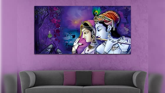 Radha Krishna Multicolor Canvas Wall Painting (WP_0337N)