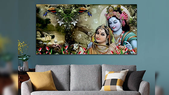Radha Krishna Multicolor Canvas Wall Painting (WP_0339N)