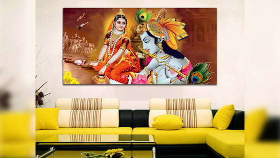 Radha Krishna Multicolor Canvas Wall Art Painting (WP_0378N)