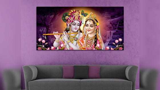 Radha Krishna Multicolor Canvas Wall Painting (WP_0379N)