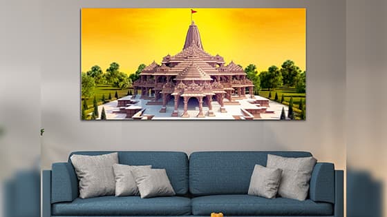 Shree Ram Gold & Voilet Canvas Wall Art Painting (WP_0265F)