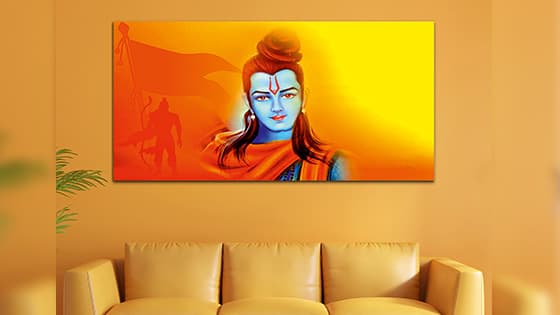 श्री राम नारंगी और पीली केनवस दीवार कला पेंटिंग (WP_0271F)