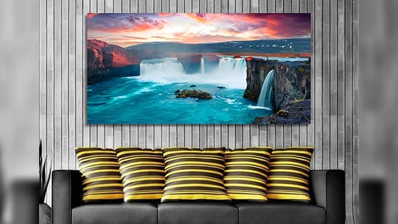 Modern Sunset Lake Forest Natural Scenery 3D Mural CanVas Wall Painting (WP_0201N)