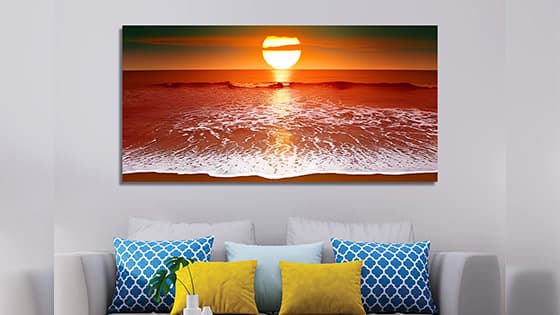 सागर पर सूर्यास्त कला दीवार पेंटिंग (WP_0206N)
