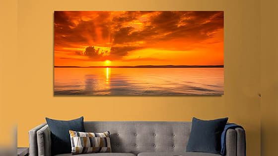 खूबसूरत सूर्य किरण सागर कैनवास दीवार पेंटिंग (WP_0210N)