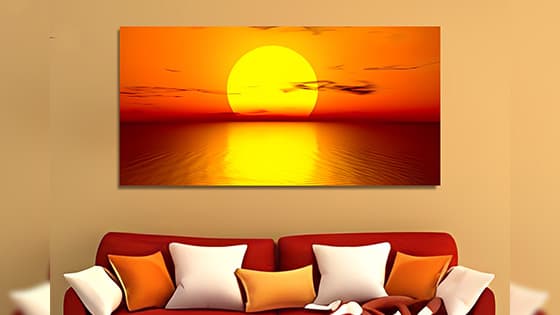 लाल आकाश और झील के साथ सुंदर सूर्यास्त कैनवास दीवार पेंटिंग (WP_0212N)