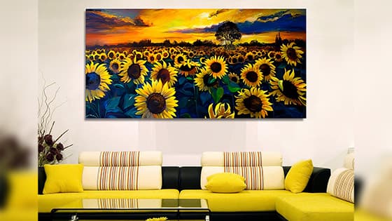 Sunflower Sunset Oil canvas wall Painting (WP_0221F)