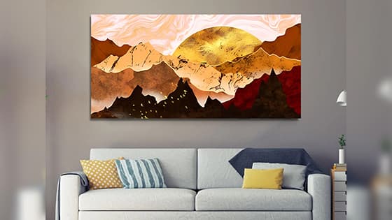 Golden Mountain Canvas Wall Painting (WP_0222N)