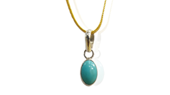 Firoza / Turquoise Pendant Silver With Golden Chain
